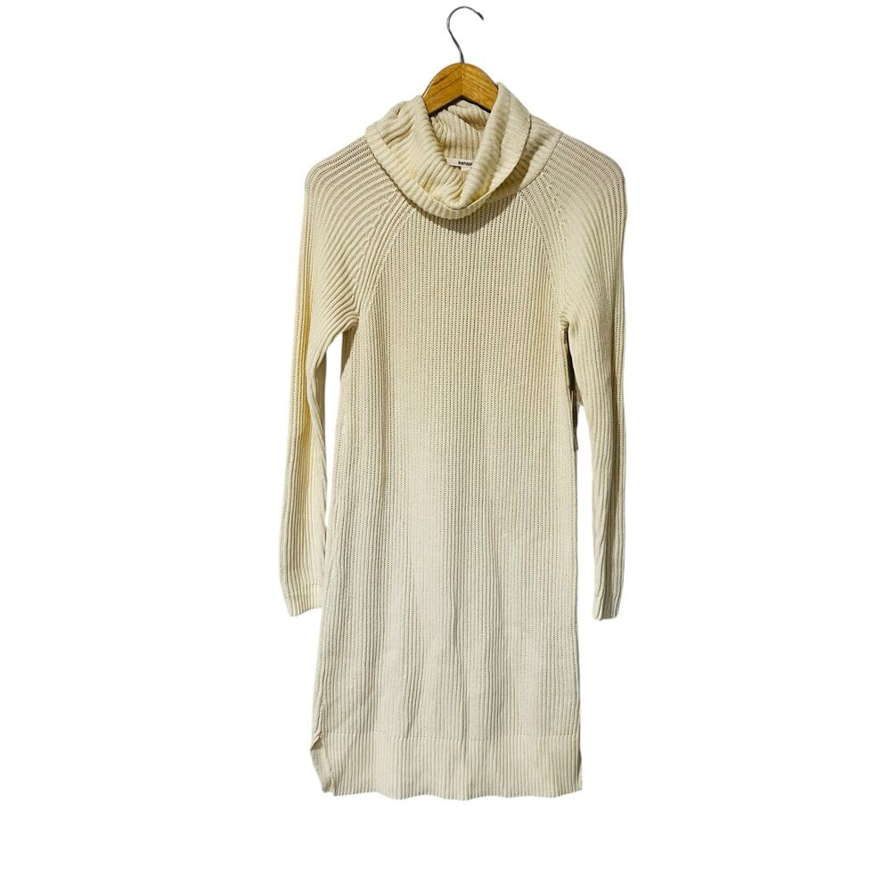 Kensie Cream Ribbed Turtle Neck Sweater Dress size M Medium NWT
